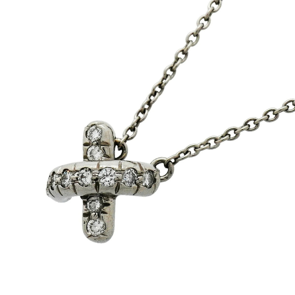 Tiffany & Co. Cross Stitch Necklace, Platinum 950, Diamond, Women's